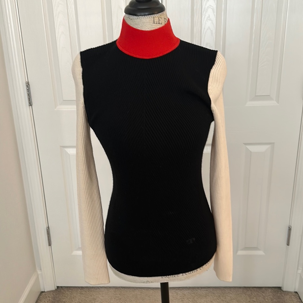 Tory Burch Black and Red Turtleneck Sweater